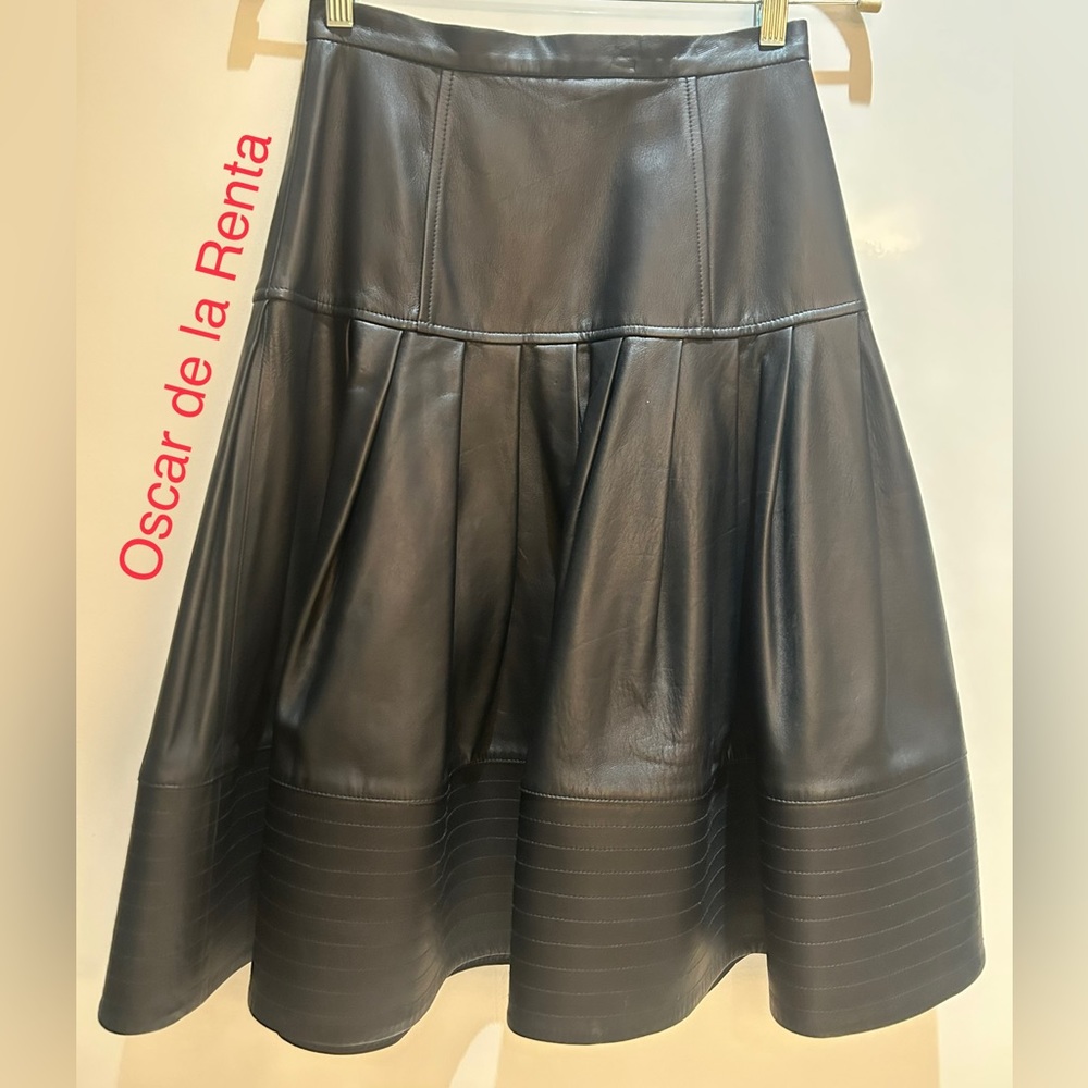 Oscar de la Renta leather midi skirt - NWOT